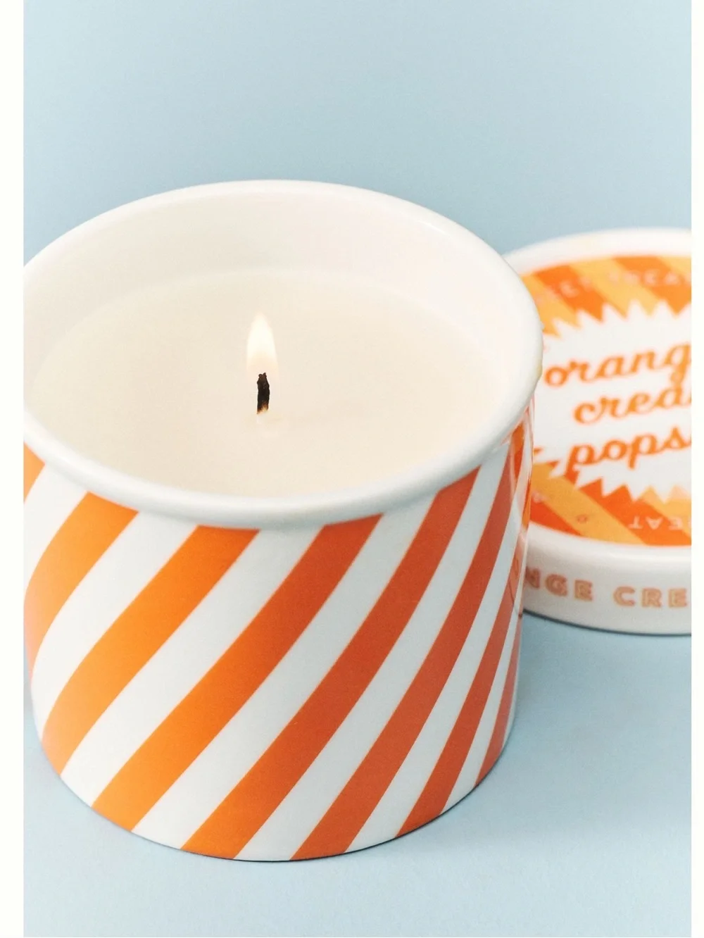 Anthropologie Ceramic Candle Ice Cream Gourmand Orange Cream Popsicle Pint New